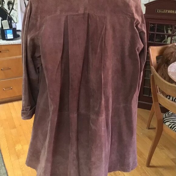 vintage mauve leather/suede open coat - Picture 3 of 3